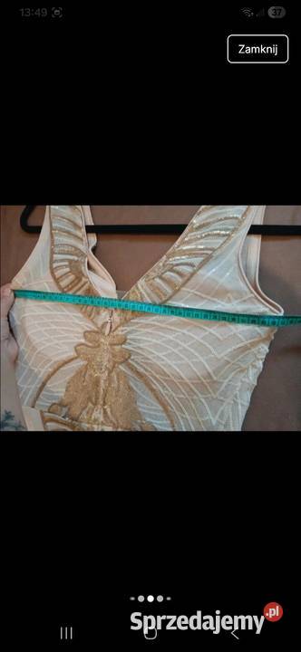 Długa piękna sukienka cekiny złoto M Kraków