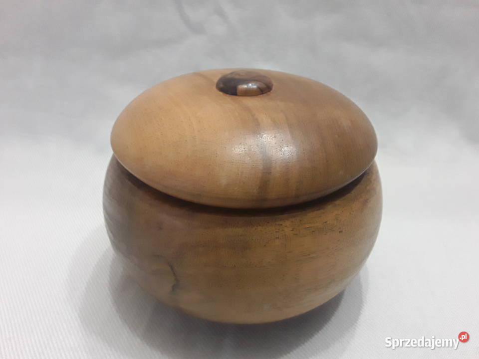 FIGURKA PUZDERKO POJEMNIK DREWNO RZEŻBA CRETE lubelskie Zamość