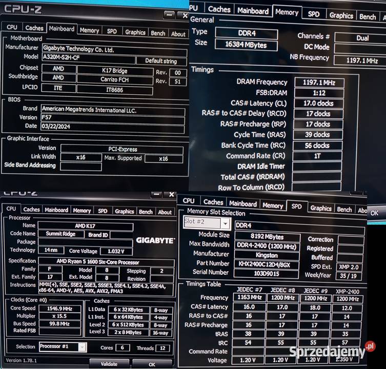 komputer PC RYZEN 5 1600 Taktowanie procesora 3200 śląskie Mstów