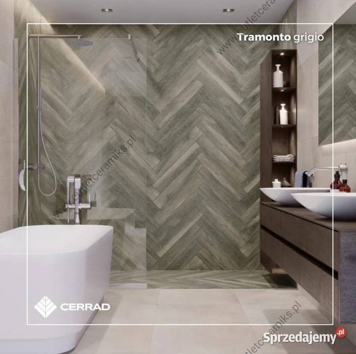 Płytki drewnopodobne jodełka do salonu łazienki