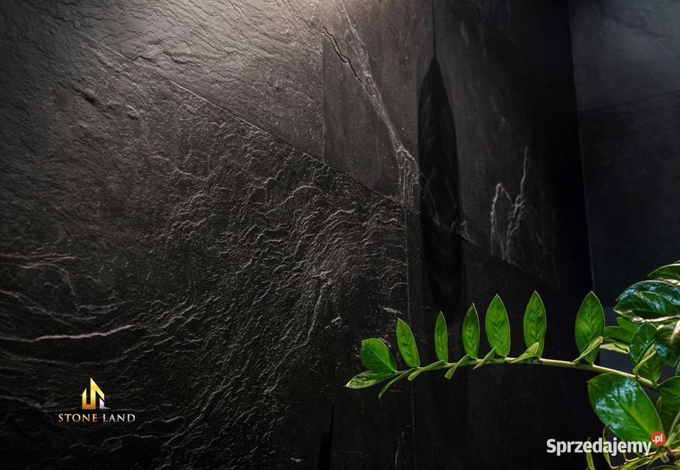 CZARNY fornir kamienny K BLACK 305x122 Ściany i elewacje