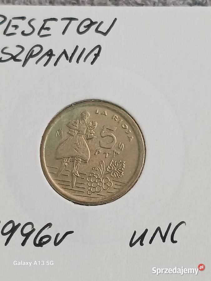 5 Pesetów Hiszpania 1996 r UNC Numizmatyka Konin