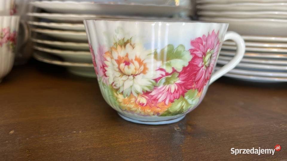 Filiżanka z talerzykiem deserowym Secesja Syg Porcelana i szkło pomorskie