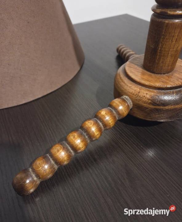 Lampa drrewniana vintage PRL Poznań