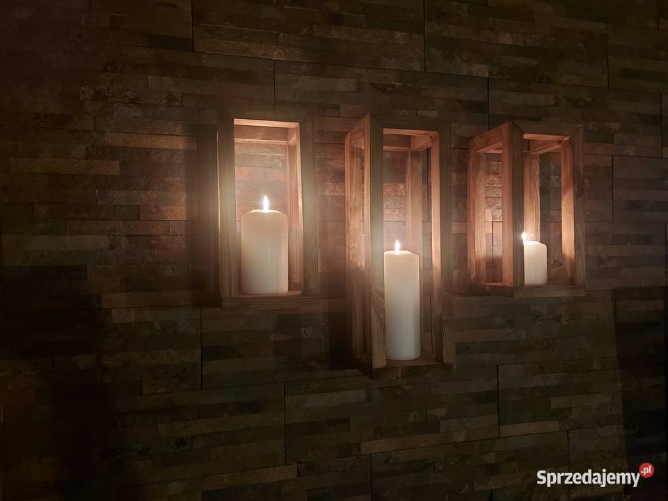 Zestaw 3 lampionów z drewna