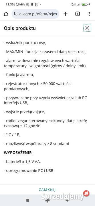 Klimolog termohogrometr Pozostałe Gołowierzchy