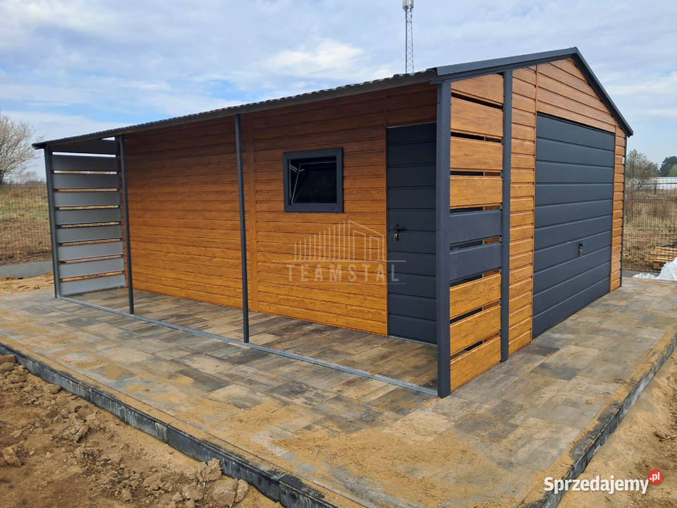 Garaż blaszany 4x5m wiata 1x5m brama drzwi okno 20m2