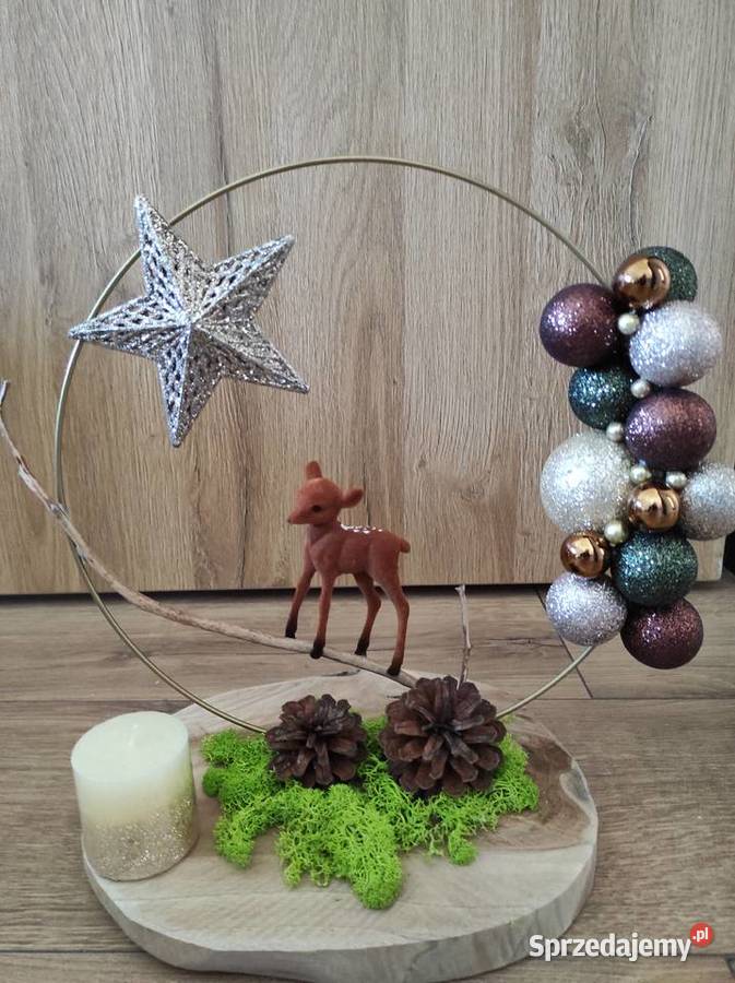 Stroik świąteczny sarenka na gałązce brązowy Oleśnica