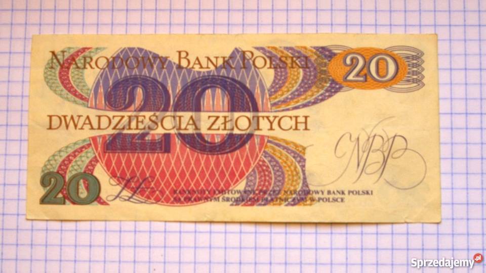 BANKNOT 20 ZŁOTYCH 1982 POLSKA ROMUALD TRAUGUTT Piszczac