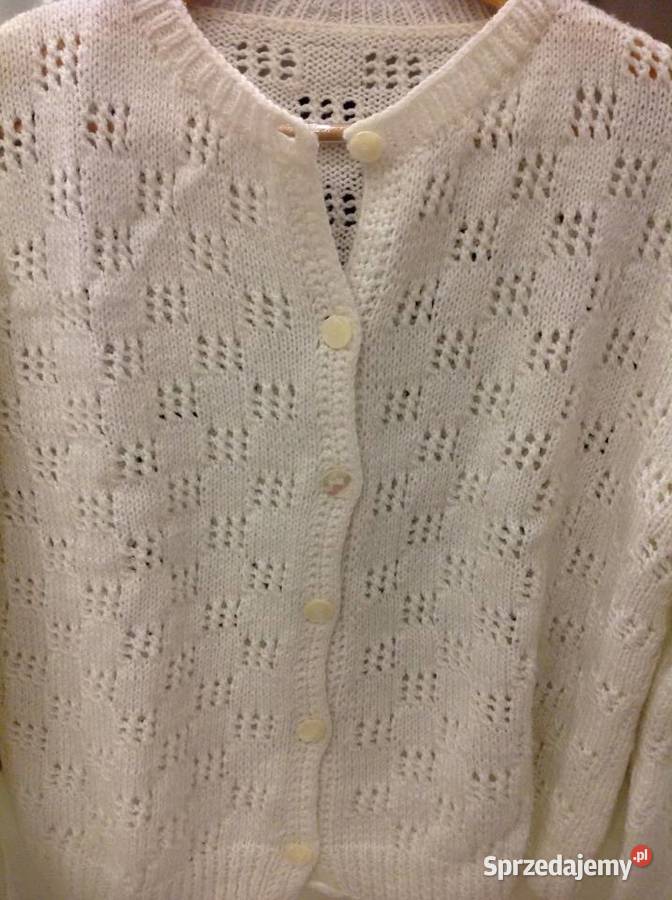 Sweter Damski Ażurowy Dziergany Rozpinany XL Nowa Sól