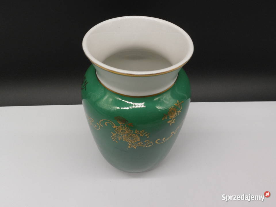 Zabytkowy Wazon Porcelanowy Reichenbach Zielony Porcelana i szkło wielkopolskie Raszków