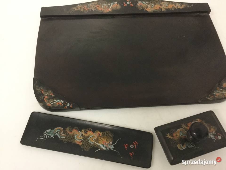 Zestaw na biurko pokryty laką Chiny Japonia pocz Warszawa