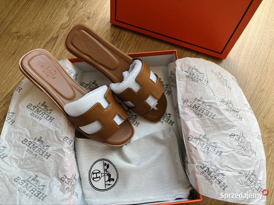 Hermes Oran klapki brązowe rozmiar 37 nowe z Gdańsk