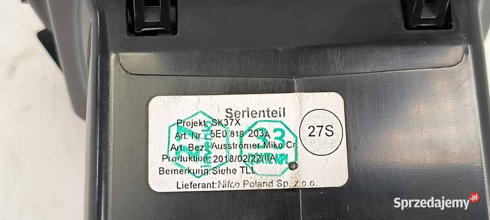 KRATKA NAWIEWU SKODA OCTAVIA III 5E0819203A Lipno sprzedam