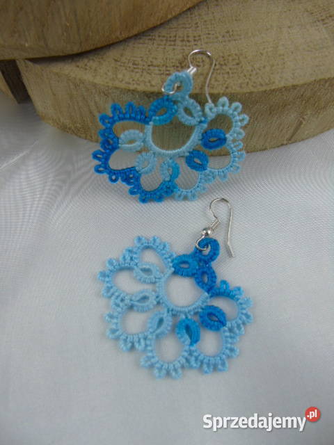 Kolczyki frywolitkowe różne wzory i kolory Wiśniowa