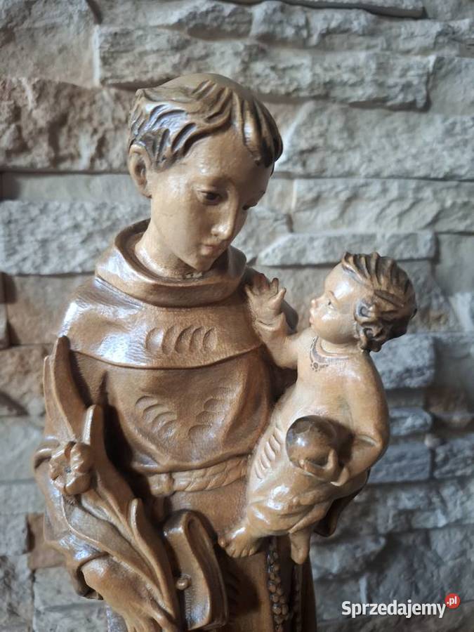 Rzeźba z drewna ŚwAntoni Patron Zagubionych i Antyki, Sztuka, Kolekcje Lubień