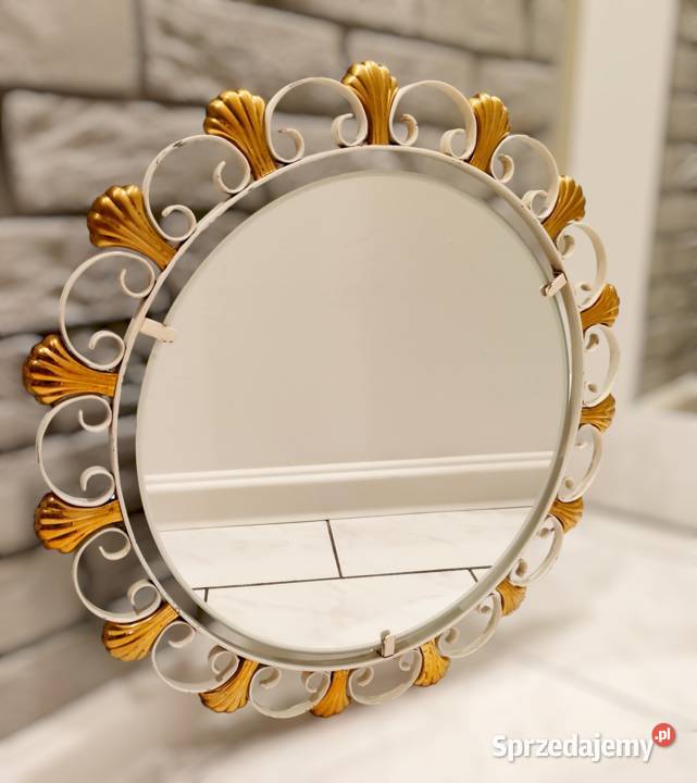 Lustro podświetlane mosiądz E Hillebrand lata 50 Lustra