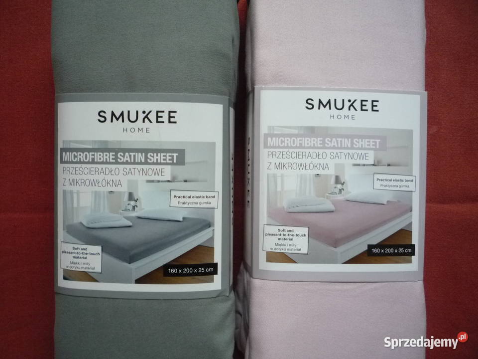 2 sztuki Smukee Szare i Różowe Prześcieradło szary Szczecin