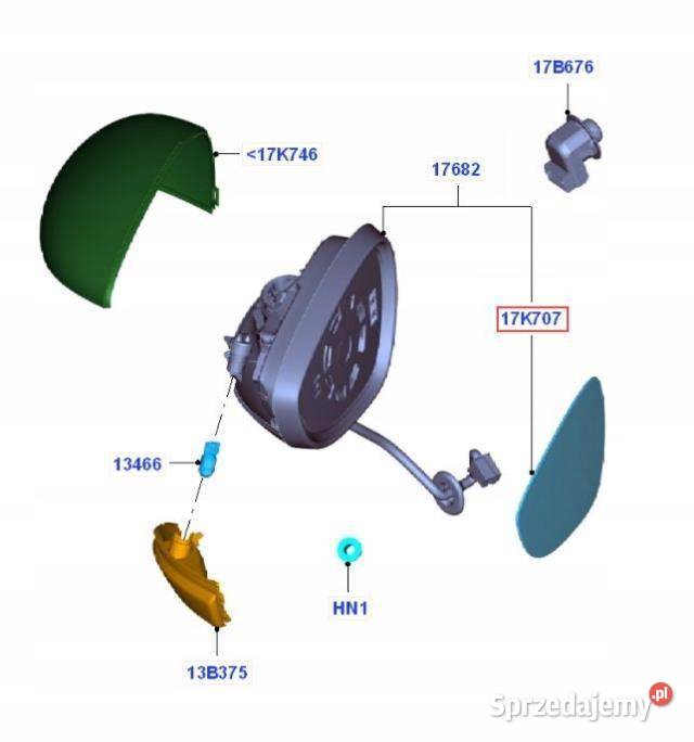 WKŁAD LUSTERKA LEWY FORD FIESTA 08 1531444
