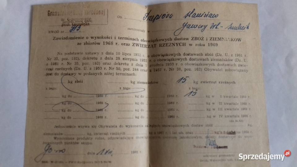 Zaświadczenia i nakazy z PRL