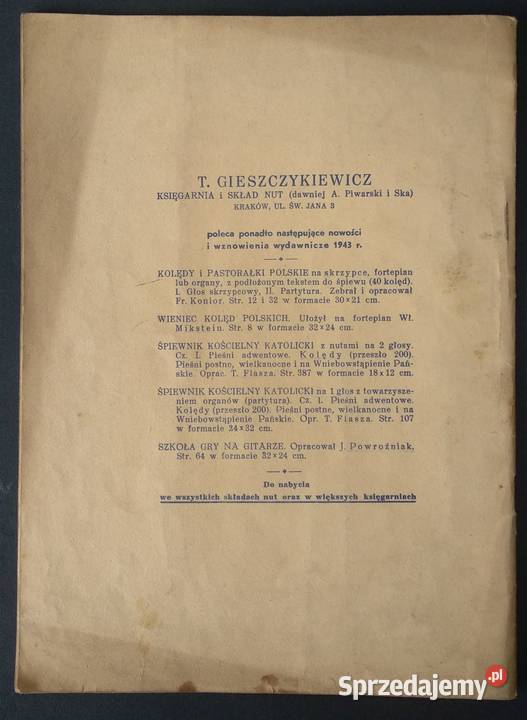 Kolędy Polskie zeszyt z 1943 r Radom sprzedam