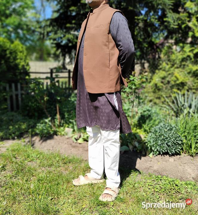 Kamizelka męska Nehru jacket L ciepły brąz Odzież wyjściowa zachodniopomorskie Szczecin sprzedam