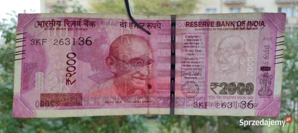 Indie Banknot 2000 Rupees 2016 Rzadki Toruń