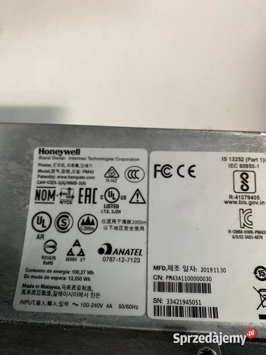 Drukarka Etykiet Honeywell PM43 z panelem Warszawa sprzedam