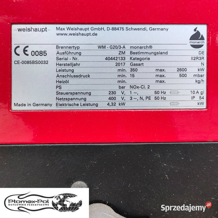 Palnik Gazowy Weishaupt WMG203A ZM Monarch Pozostałe Radomsko sprzedam