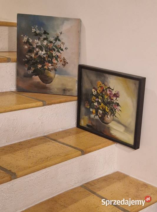 OBRAZ z pejzażem w ramie z autografem płótno Lublin sprzedam