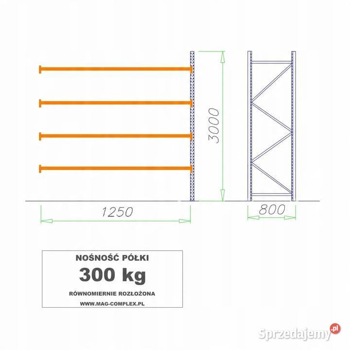 REGAŁ METALOWY MAGAZYNOWY WYTRZYMAŁY PÓŁKA pomorskie Rumia