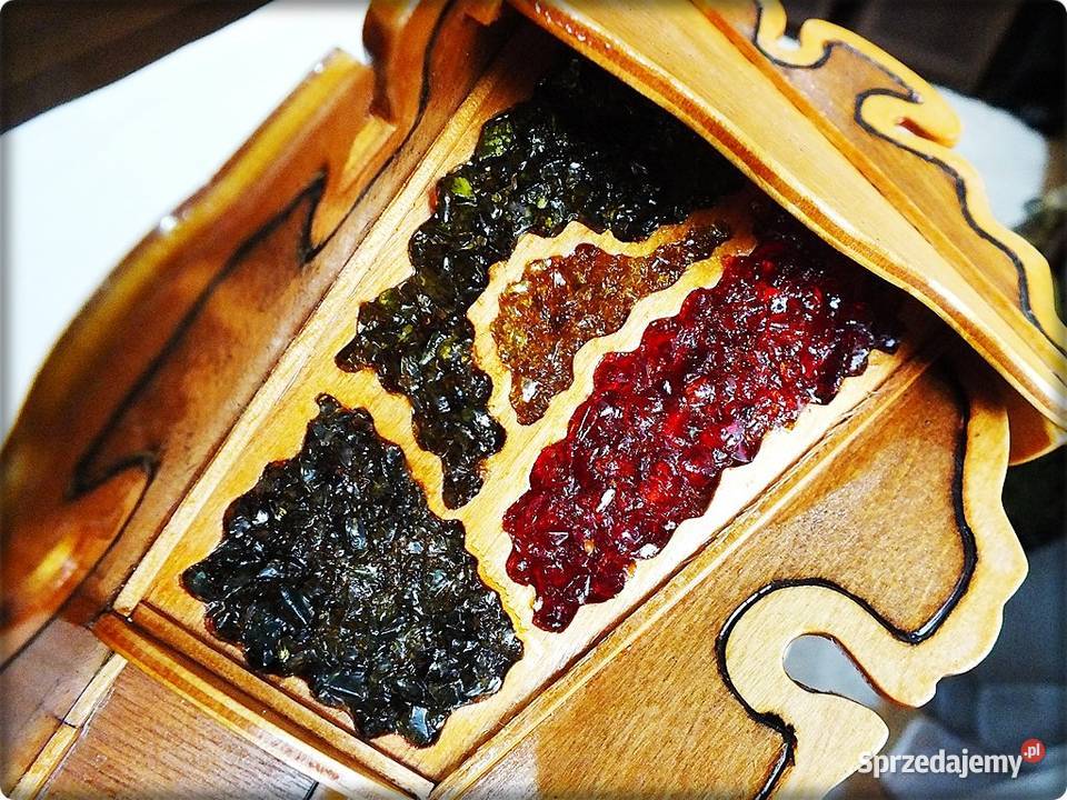 Stara Lampka drewniana śliczne kolorowe witraże Żary