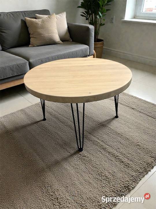 Stolik kawowy dąb bielony średnica 70 wysoki 45 Tomaszów Mazowiecki sprzedam