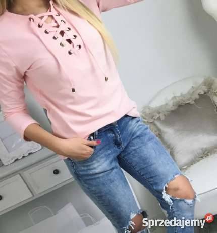 bluza bluzka sznurowana nowa wiazana pudrowy Bydgoszcz