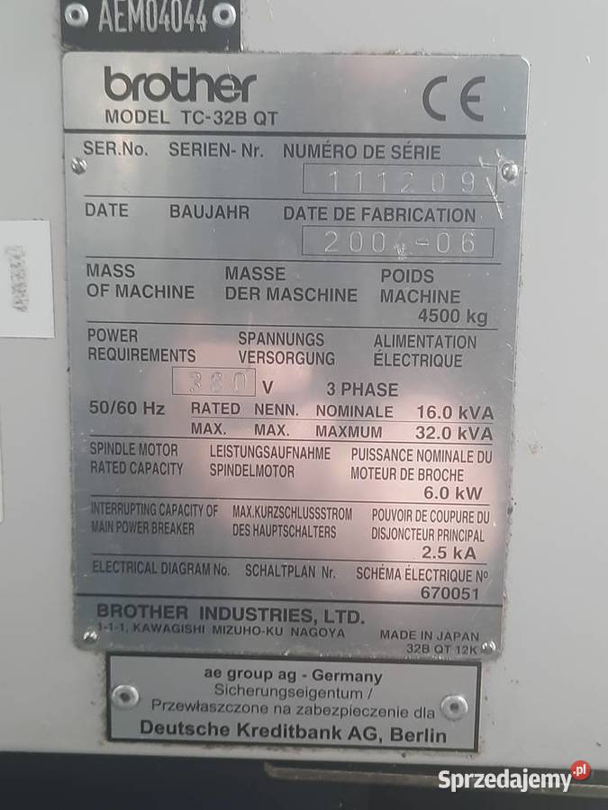 Pionowe centrum obróbcze Brother TC32B QT Biznes i Przemysł lubuskie Strzelce Krajeńskie