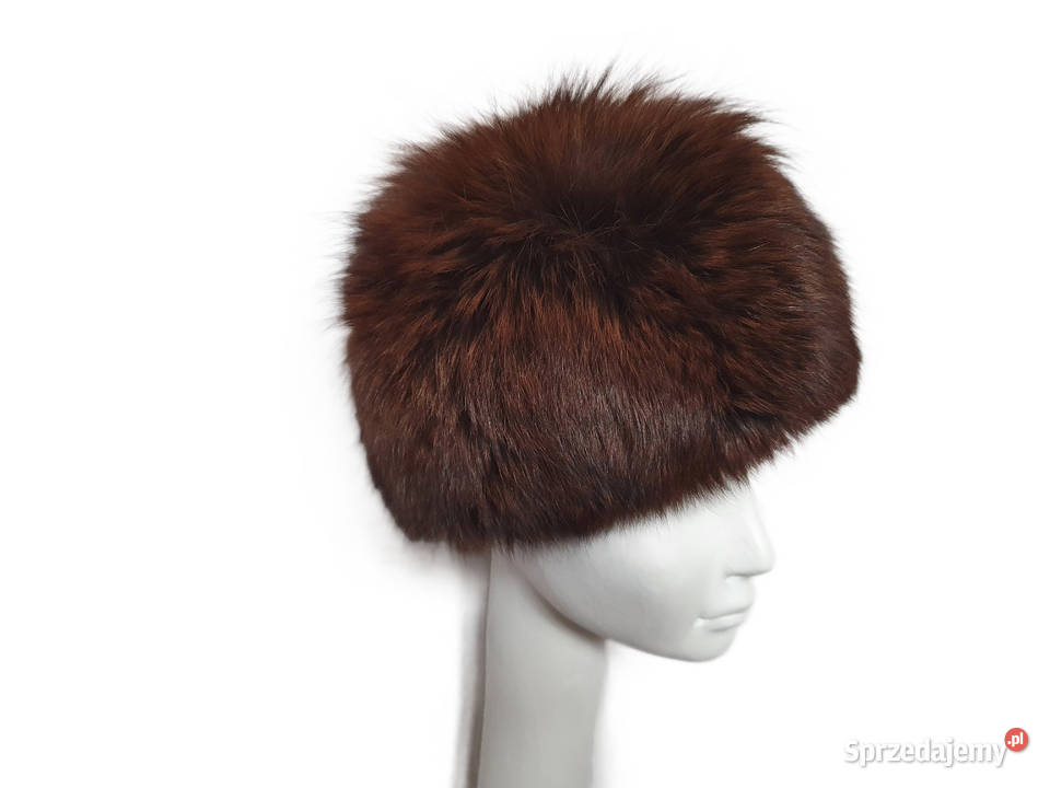 Czapka brązowa z lisa niebieskiego Lis farbowany Katowice
