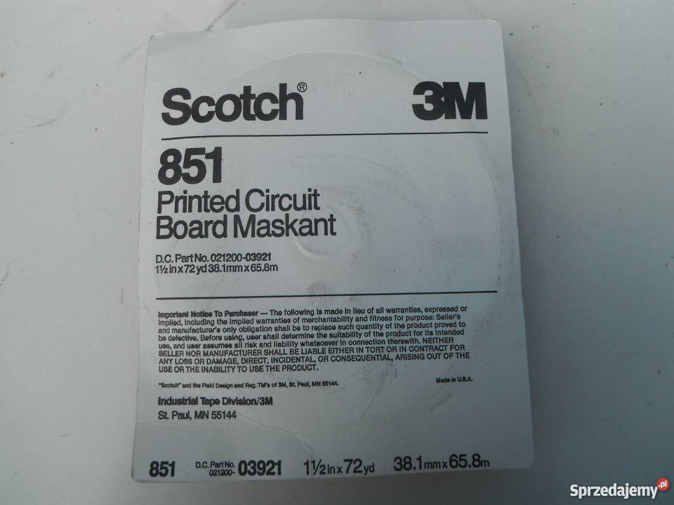 Taśma 3M Scotch 851 do płytek PCB NOWE