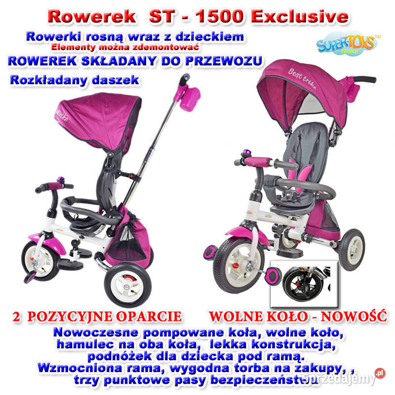 ROWEREK TRÓJKOŁOWY EXCLUSIVE POMPOWANE KOŁAWOLNE Rowerki