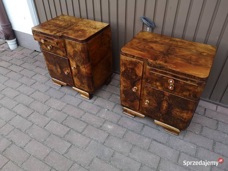 Stoliki Szafki Nocne Art Deco Orzech Stare Antyk Meble