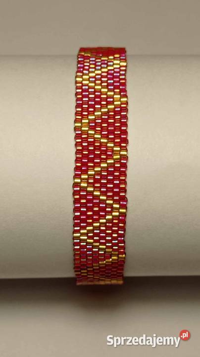 BRANSOLETKA KORALIKOWA CZERWONA W ZYGZAK Warszawa