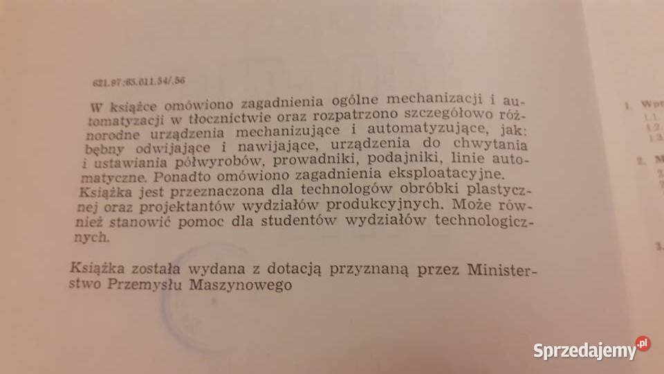 Mechanizacja i automatyzacja w tłocznictwie Rok wydania 1978 zachodniopomorskie Szczecin