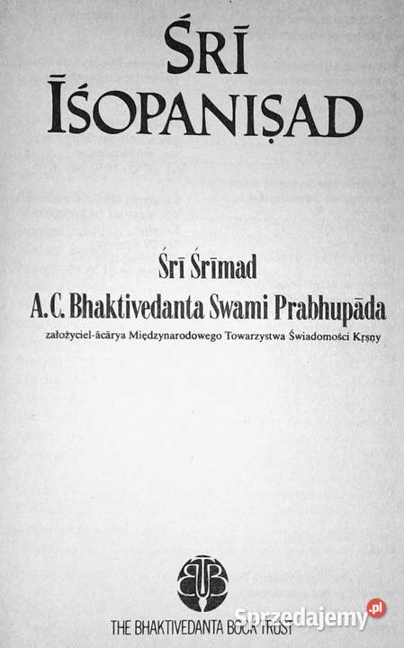 Sri Isopanisad Sri Srimad AC Bhaktivedanta Swami Chełm