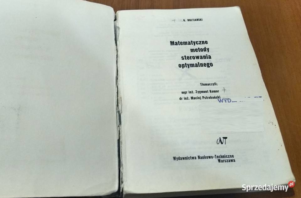 Matematyczne metody sterowania optymalnego W G Gdańsk