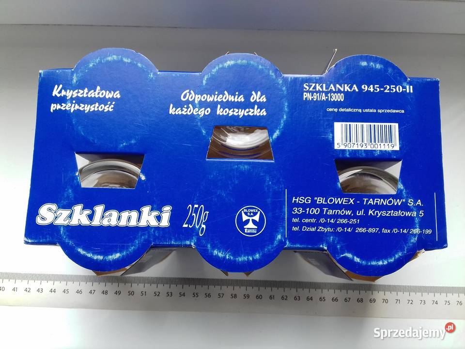 HSG Blowex Tarnów Szklanki 250g Kryształowa Antyki, Sztuka, Kolekcje