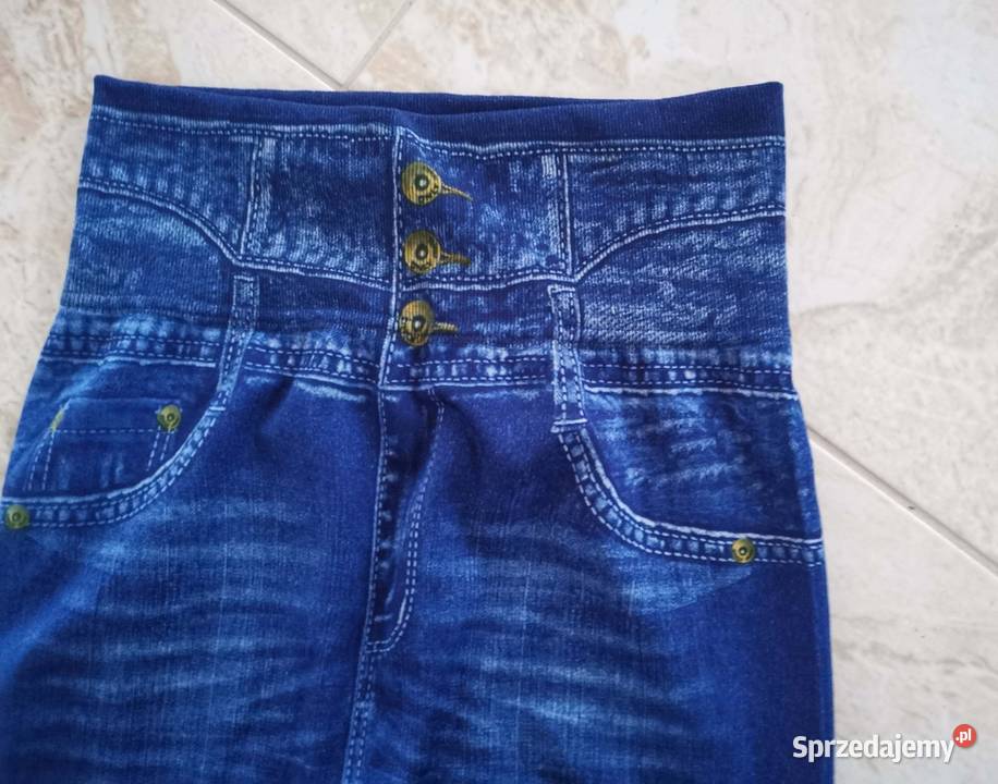 Legginsy z wysokim stanem z nadrukiem niebieski Lędziny