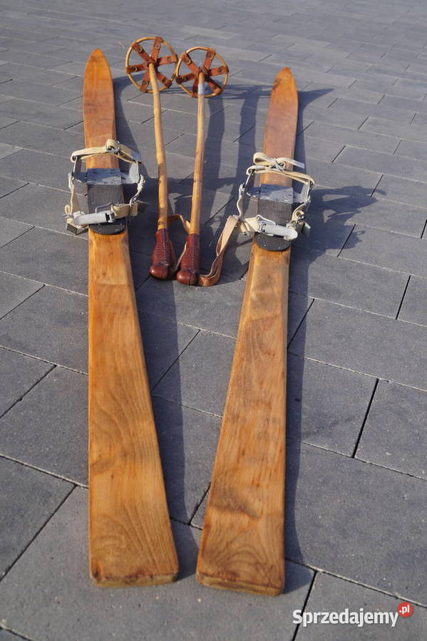 Stare narty drewniane 180 kijki
