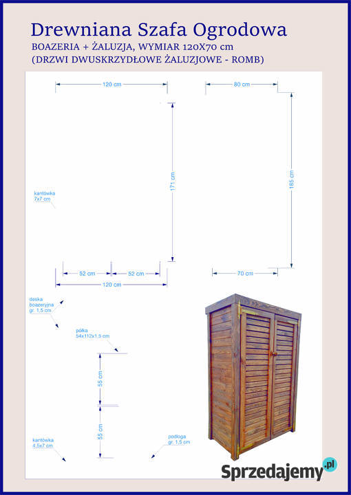 Szafa ogrodowa drewniana schowek na narzędzia Kalety