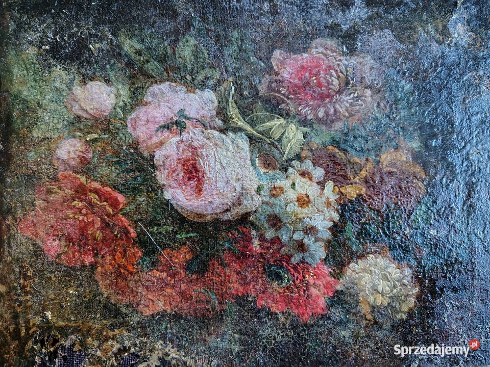 Stary obraz olejny Róże Kartuzy