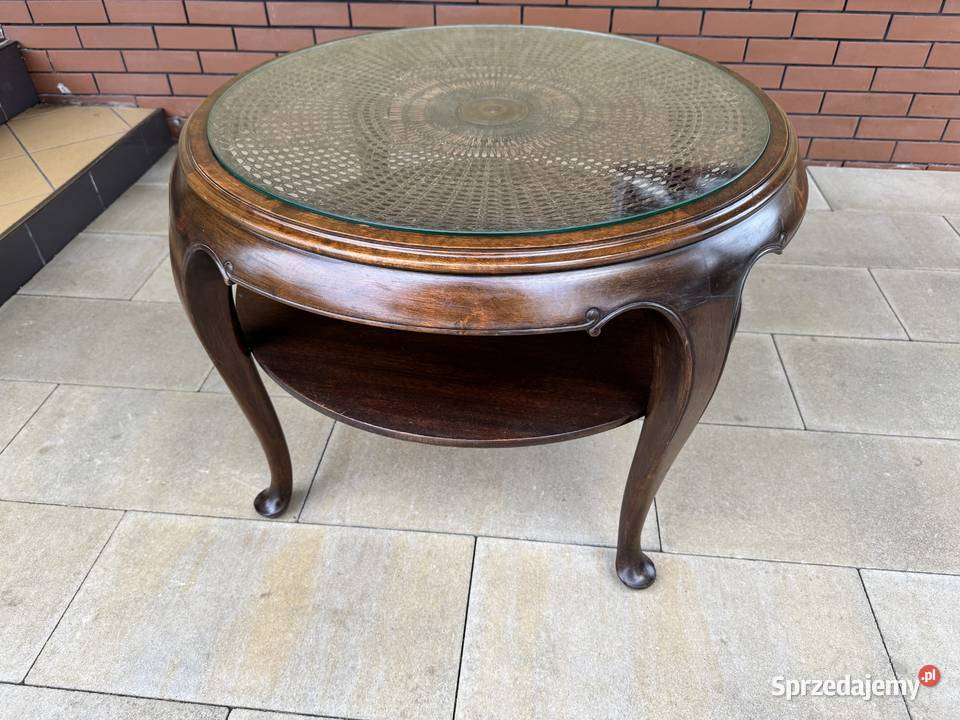 Stolik Ludwik z rafią stylowy kawowy Sulbiny