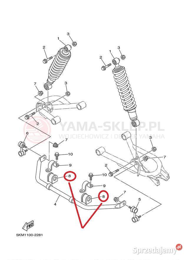 Tuleja stabilizatora tył Yamaha Grizzly 52386G00 Kielce